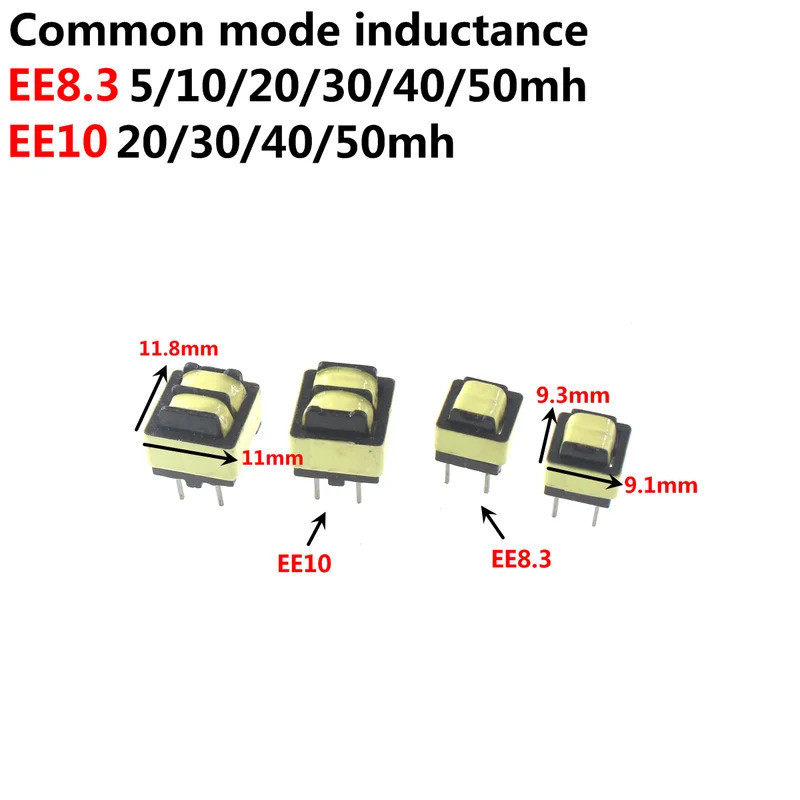 20pcs ทั่วไปโหมดเหนี่ยวนํา EE8.3 EE10 EE12 10MH 20MH 30MH 40MH 50MH 60MH 100MH LED Power Filter Indu