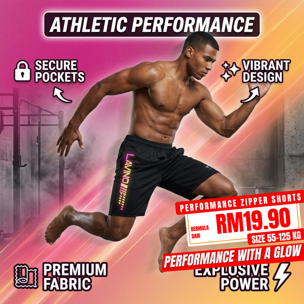 CY 8925 LAVINO Performance Zipper กางเกงกีฬาขาสั้น Seluar Pendek Lelaki Gym Running Training Plus ขน
