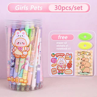 ปากกากดลบได้ 30 ชิ้น/กล่อง เจลน้ำเงิน ลายการ์ตูน ปากกาลบได้ เครื่องเขียน ปากกาเจลลบได้ พร้อมส่งในไทย🚚