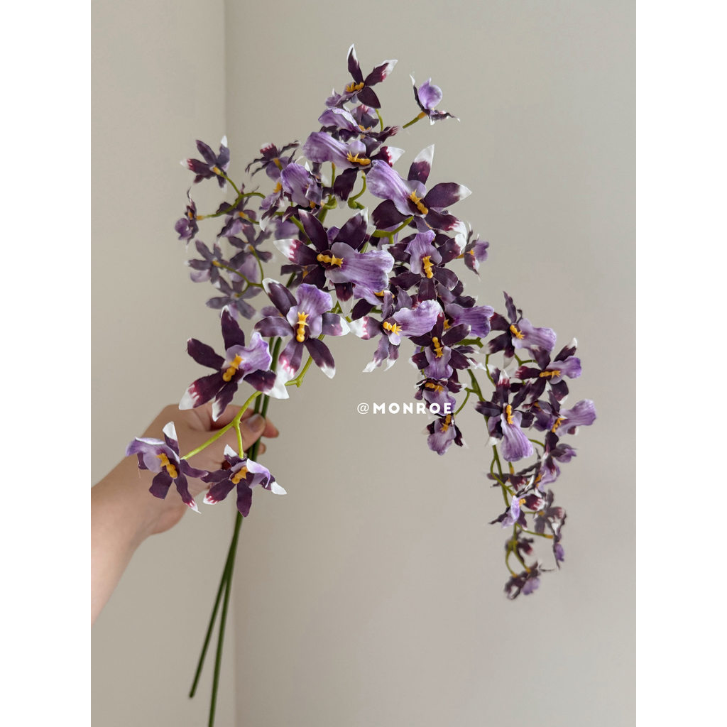 Wenxinlan · Menglu กล้วยไม้ดอกไม้ประดิษฐ์คุณภาพสูงแฮนด์เมดรูปแบบสีม่วงย้อนยุคเดสก์ท็อปการจัดดอกไม้ตก