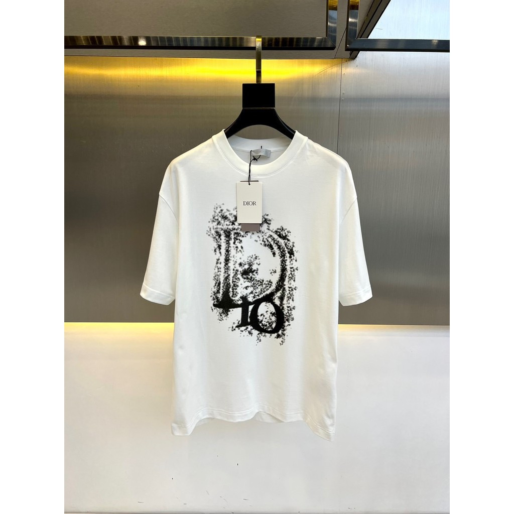 DIOR/DIOR/6XL คลาสสิกรอบคอแขนสั้นเสื้อยืดผู้ชายผู้หญิงสไตล์ขนาดใหญ่หรูหราฤดูร้อนกีฬาผ้าฝ้าย 100% ที่