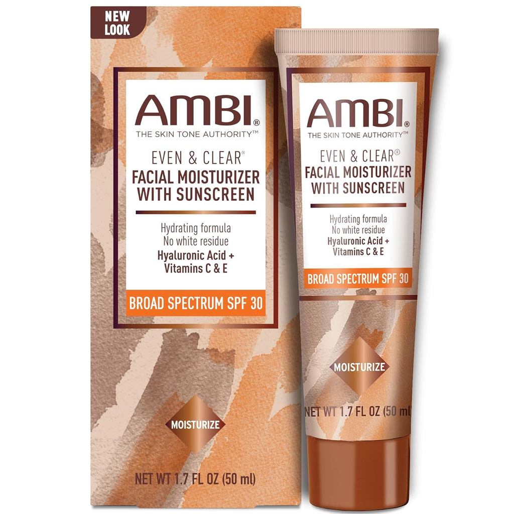 Ambi Even & Clear Facial Moisturizer, Sun Protection Index SPF 30, 1.7oz