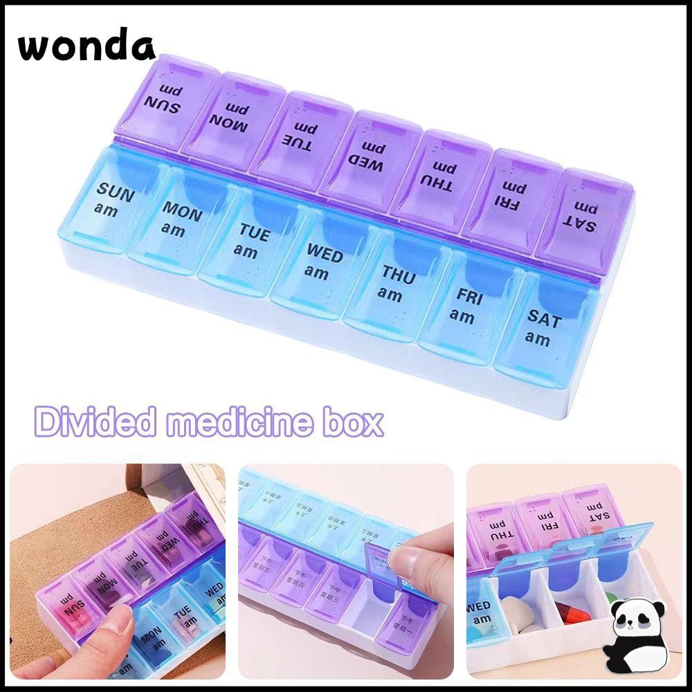 กล่องเก็บยา WONDA, กล่องยาป้องกันความชื้น 14 ตาราง, เครื่องจ่ายแท็บลเต้สองแถวรายสัปดาห์ 7 วัน