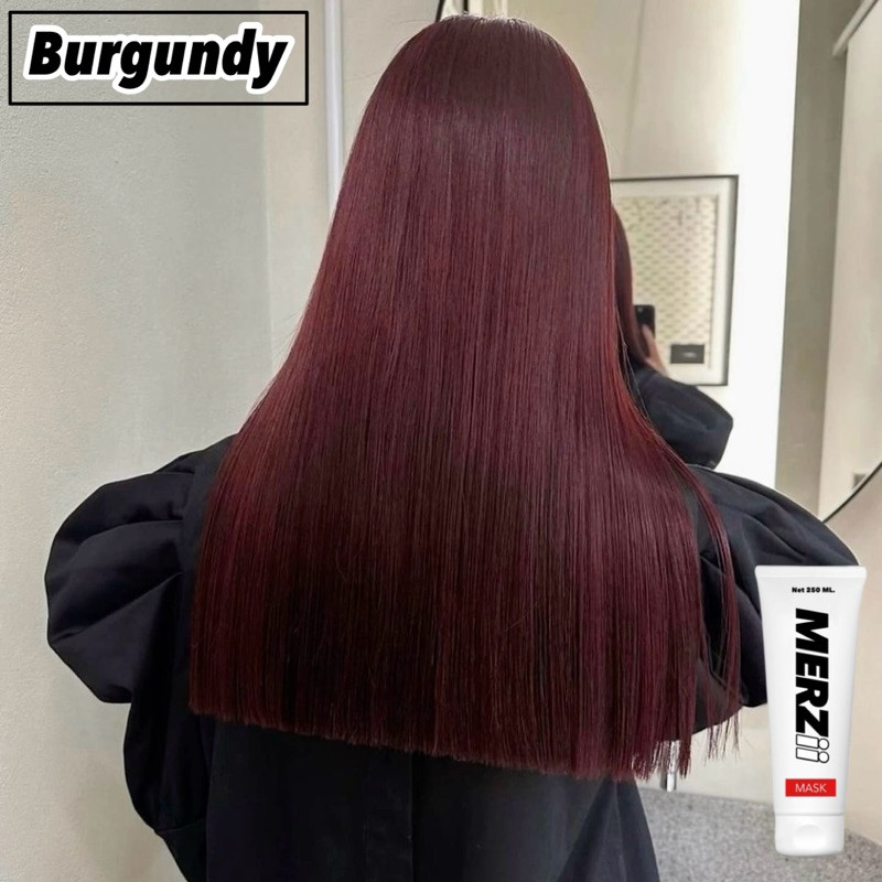 ♥️MERZii color keratin Mask เมอซี่มาร์คเคราติน สำหรับเติมประกายสีผม สี Burgundy แดงหม่น❤️
