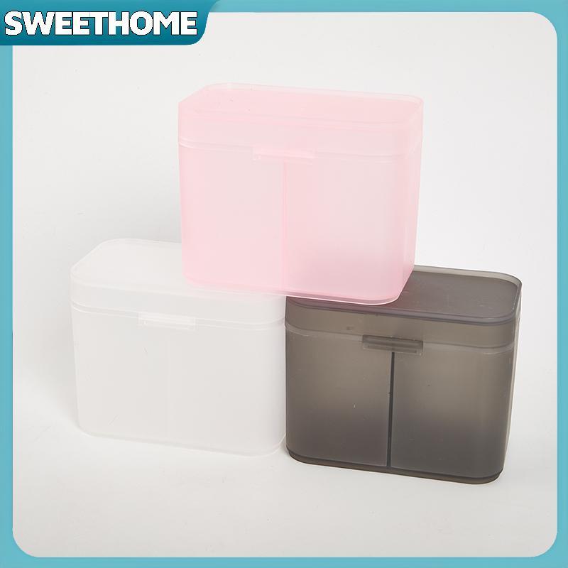 SWEETHOME สําลีแผ่นเช็ดเล็บแปรงแต่งหน้ากล่องเก็บของจัดระเบียบ Doublepartment
