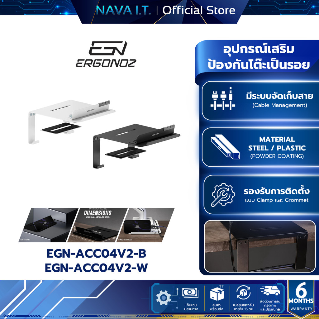 Ergonoz Monitor Arm Reinforcement Plate V.2 อุปกรณ์เสริมสำหรับป้องกันโต๊ะเป็นรอย