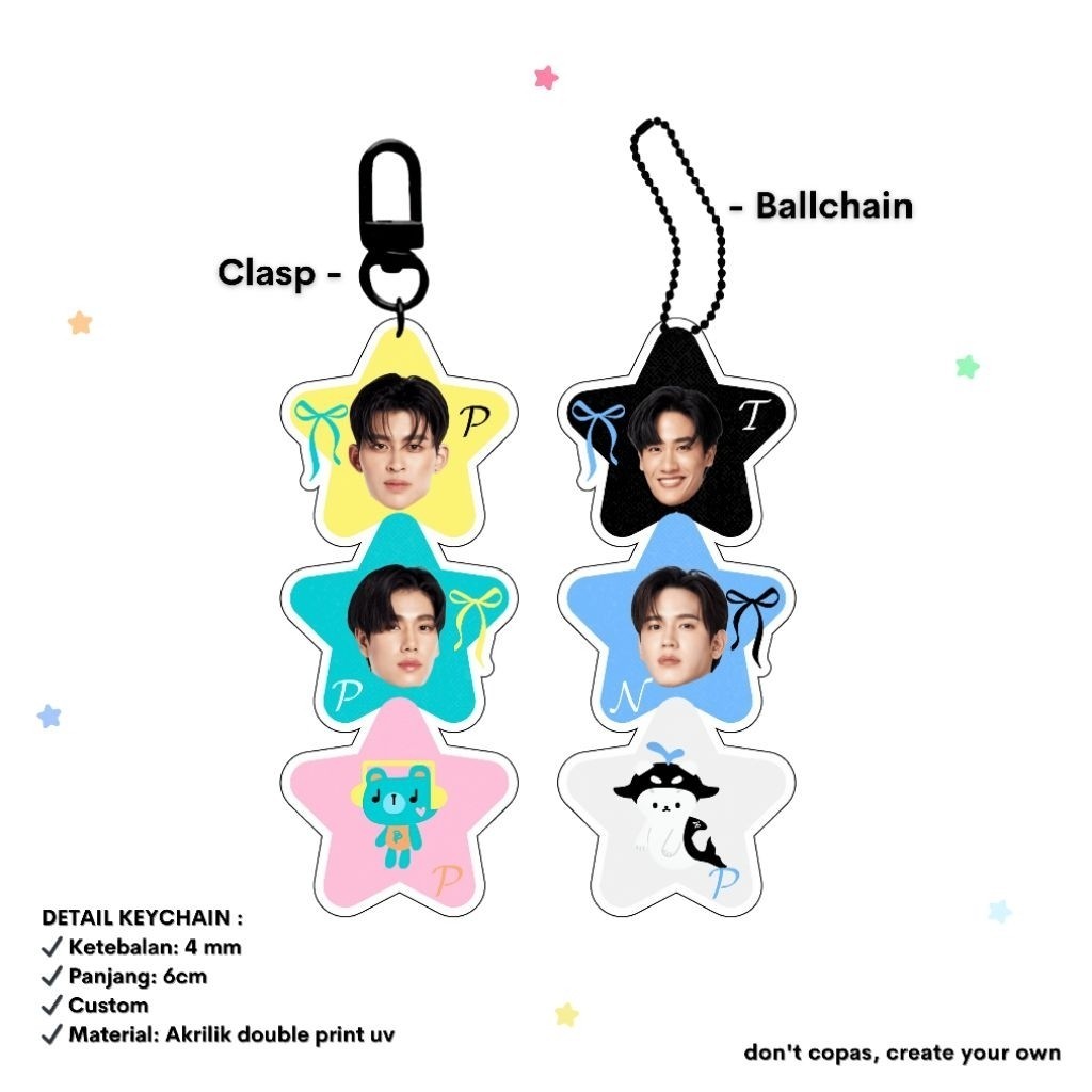 GMMTV PASTEL STAR TRIPLE KEYCHAIN || GMMTV นักแสดง || MASCOT GMMTV พวงกุญแจอะคริลิก || ที่แขวนโทรศัพท์แบบมือ || ความงาม