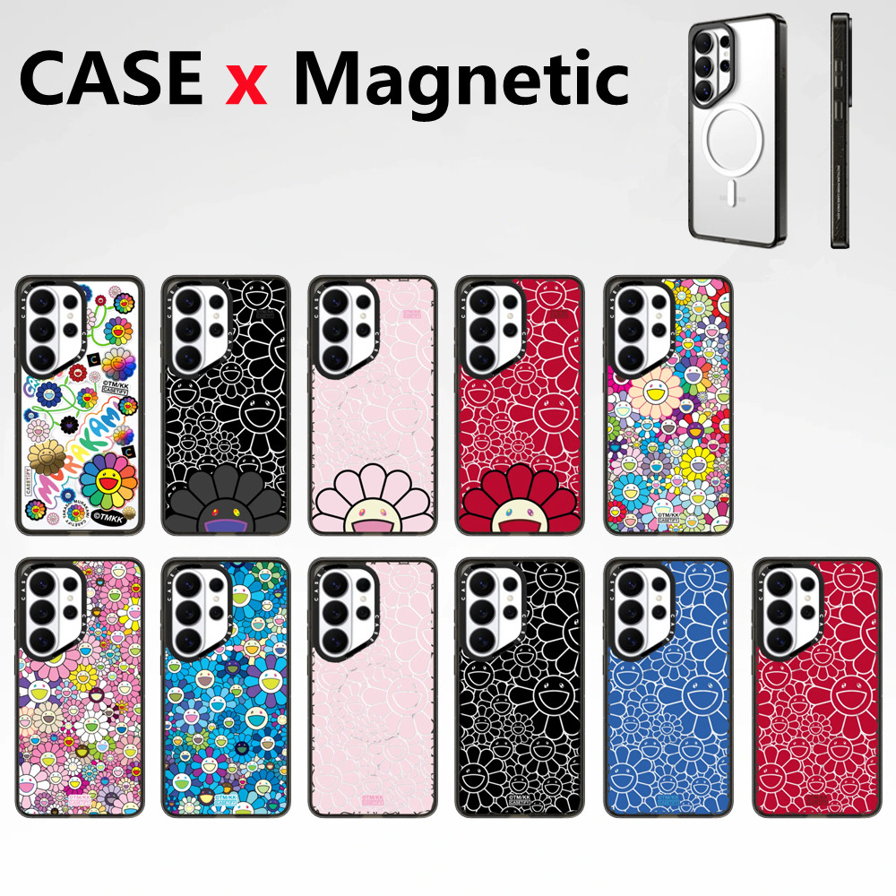 Samsung Galaxy S26 S25 S24 S23 S22 Ultra S26 Plus เคสโทรศัพท์แกะสลักTAKASHI FULL BLOOM x MURAKAMI เอฟเฟกต์ดึงดูดแม่เหล็ก ปลอกอะคริลิคกันกระแทกฝาครอบป้องกัน