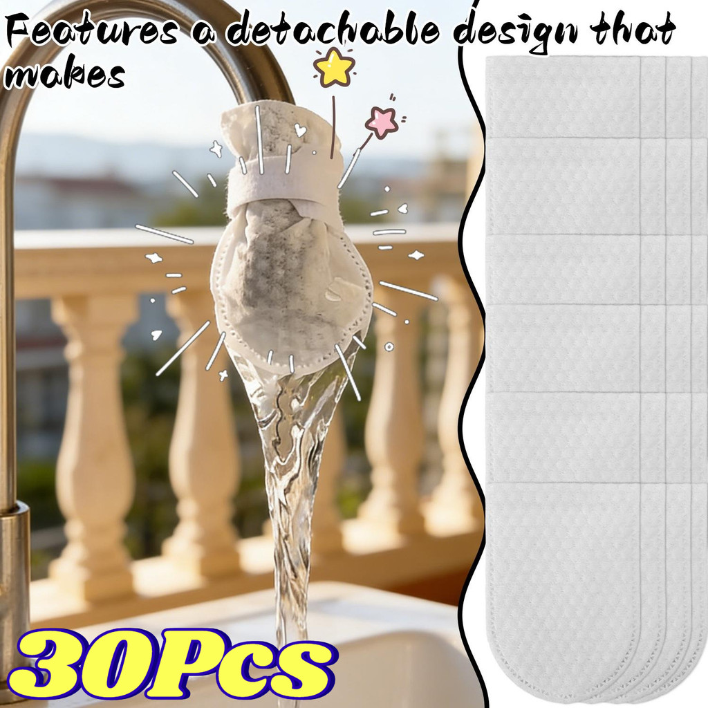 30 ชิ้นนํากลับมาใช้ใหม่หนาห้องครัวห้องน้ําก๊อกน้ํากรอง- Water Tap Anti-Splash Imppurity Rust ถุงกรอง Fastening สายรัด