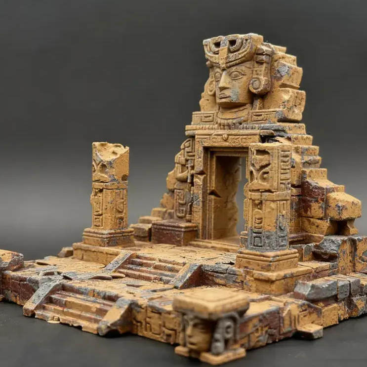 การพิมพ์ 3D Maya Samurai Temple Relic ฉากตกแต่ง Ground Palace Running Group รุ่นสีเทา