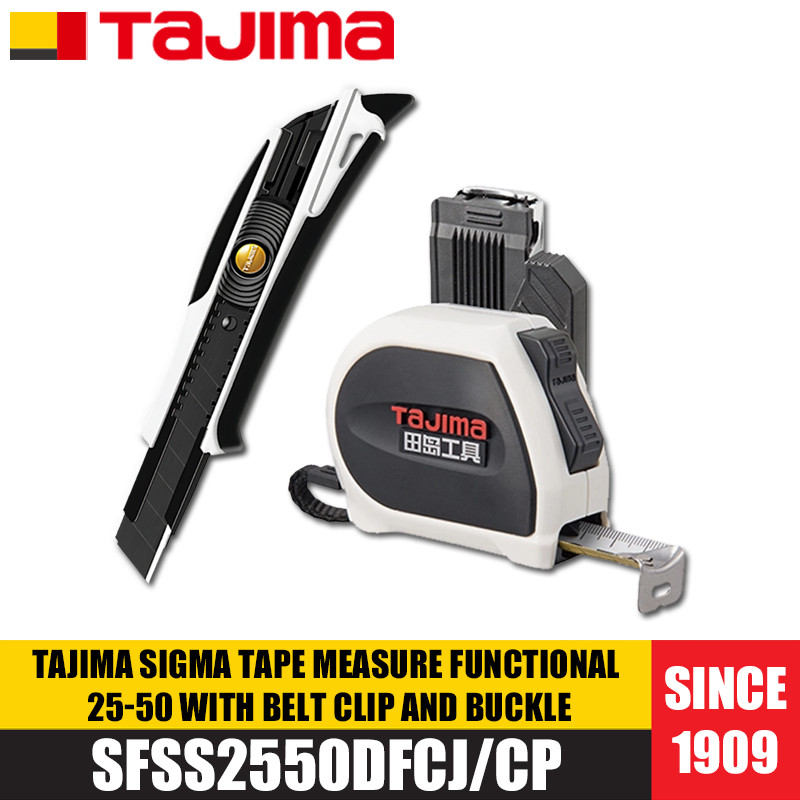 Tajima 1001-3379/SFSS2550DFCJ/CP Tajima Sigma เทปวัดฟังก์ชั่น 25-50 พร้อมคลิปเข็มขัดและหัวเข็มขัด