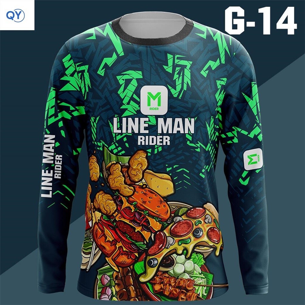 เสื้อเชิ้ตแขนยาว Line Man เสื้อไรเดอร์ Line Man ไซส์ใหญ่สุด รอบอก 60 นิ้ว (QY)