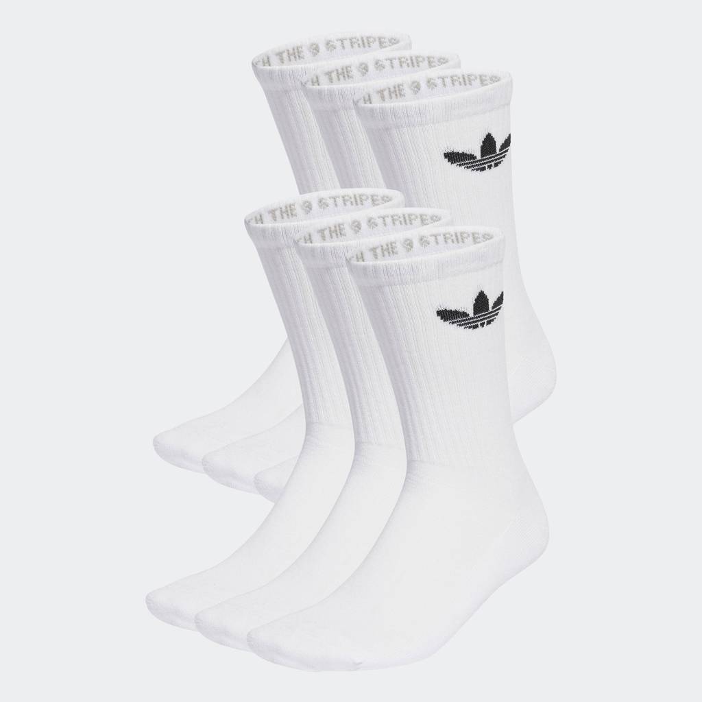 adidas Lifestyle Trefoil Cushion Crew Socks 6 Pairs Unisex White IJ5619