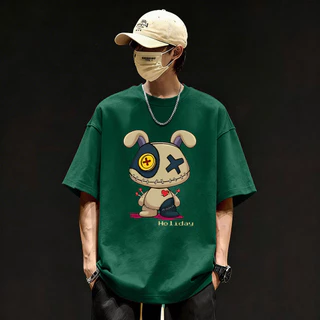 Basi💥เสื้อแฟชั่น เสื้อยืด oversize ผ้าฝ้าย100% แนวสตรีท ไม่ต้องรีดผ้า สวมใส่สบาย ผ้านิ่ม ลาย "HOLIDAY"