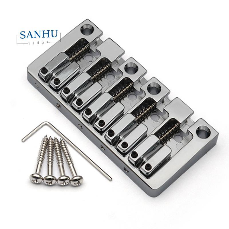 5-String Electric Bridge Flipping Saddle String Spacing 16.5MM Body Bottom Through Fix Bridge Silver