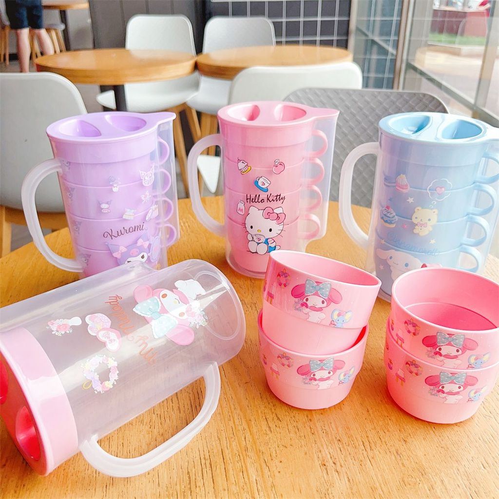 Sanrio Kulomi Merody Household Bedroom Cold Kettle 5-Piece Set Water-Cooled Plastic Teapot Set