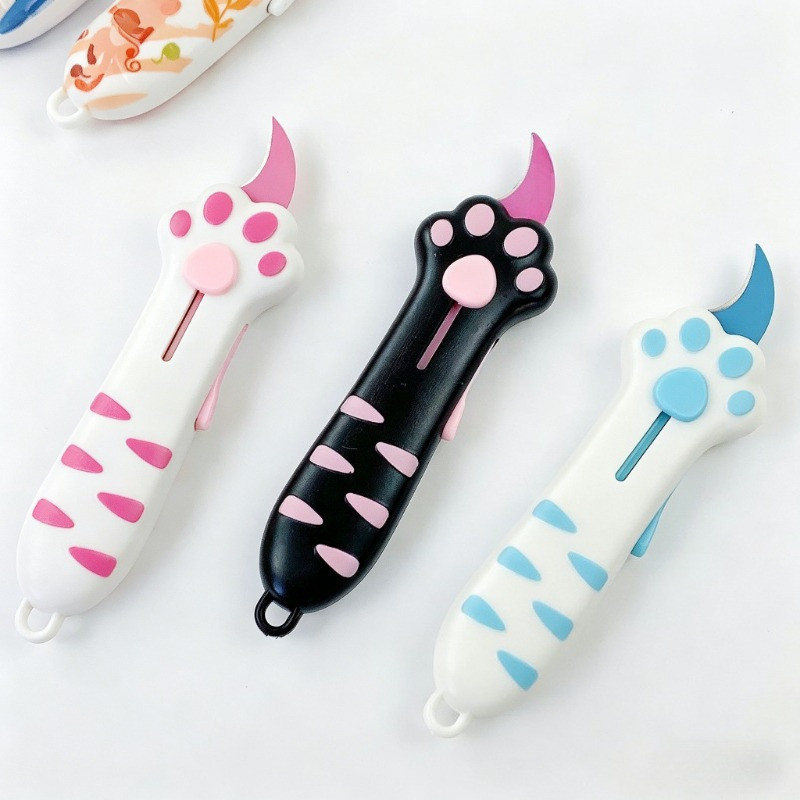 แบบพกพาแมวน่ารัก Paw กล่องมีดเครื่องตัดกระดาษ Art Utility มีด Handbook Decor กระดาษตัดเครื่องเขียน
