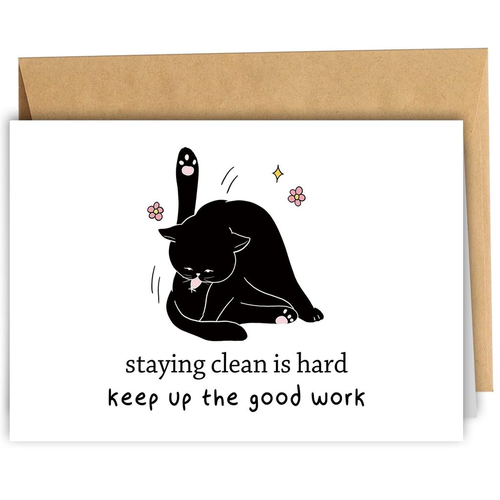 [Coisíní] Cat Sober Card for Men Women, Sobriety Card, Soberversary Card, Sobriety Anniversary Card,