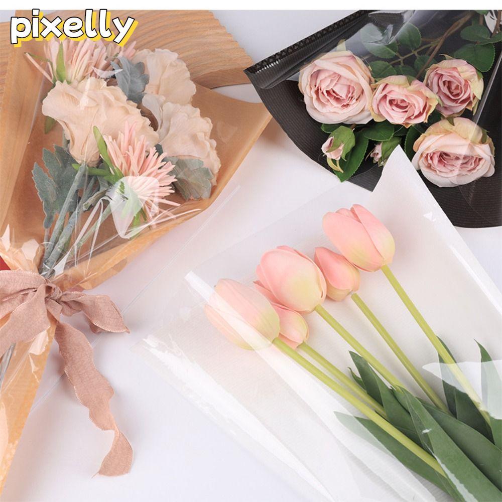 PIXELLY 20/30PCS Rose Packing Sleeve Bag, Wrapping Sleeve Single Rose Bouquet Packing Bag, Waterproo