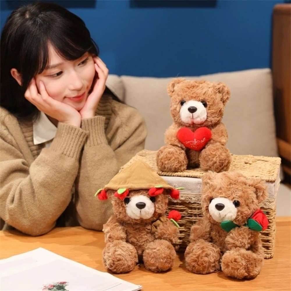 ไดก้า หมีของเล่นตุ๊กตา,16/25เซนติเมตรโรแมนติกกุหลาบหมีตุ๊กตา,น่ารักแฮนด์เมดนุ่มสีแดงหัวใจหมีสวมใส่ตุ๊กตากุหลาบเทศกาลของขวัญ - รูปที่ 4