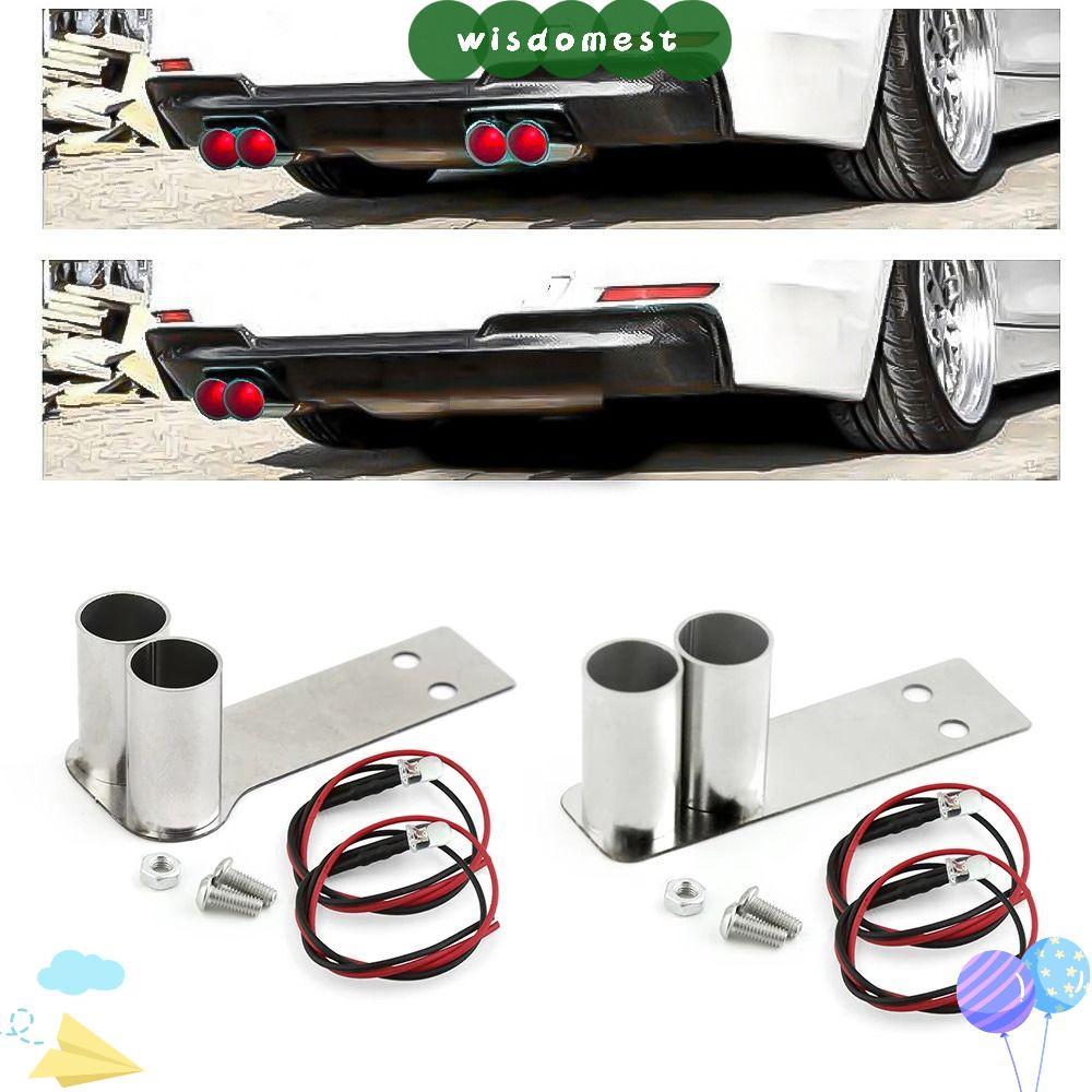 WISDOMEST ท่อไอเสียโลหะหางคอ, รุ่นการปรับเปลี่ยนรถสแตนเลสรุ่นรถจําลองท่อไอเสีย, พร้อมไฟ LED สําหรับ 