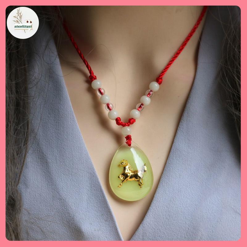 UU Zodiac Red Rop จี้สร้อยคอลูกปัดส่องสว่างสําหรับผู้หญิงผู้ชาย Constellation สัตว์คริสตัล Choker Lu