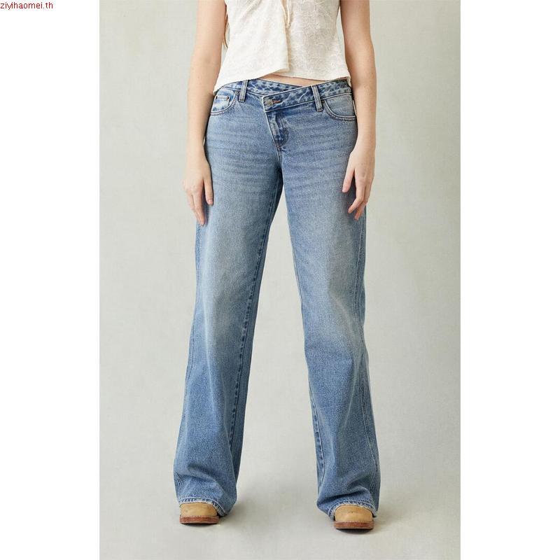 Mc jeans กางเกงยีนส์ผู้หญิง ขากว้าง ทรงไวด์เลค (Wide Leg) สียีนส์ฟอกอ่อน MFWZ223