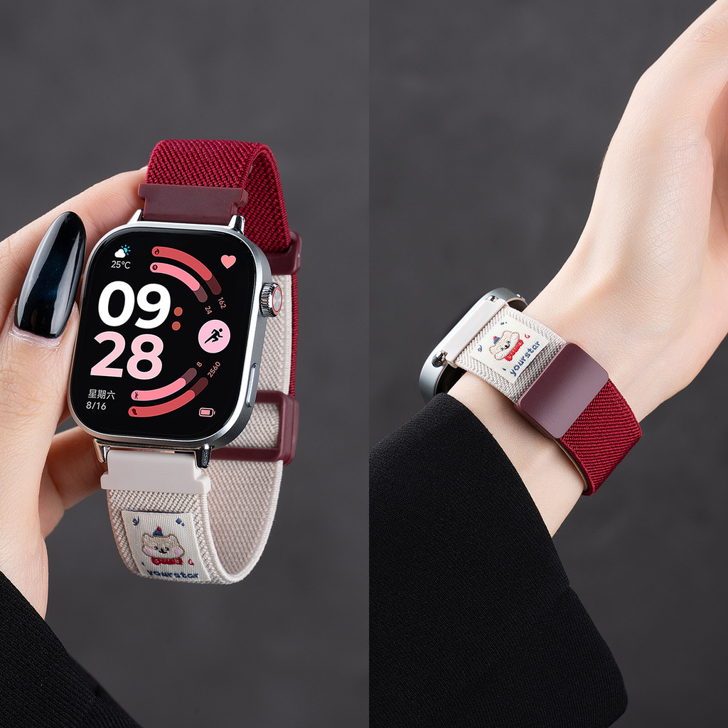 Y2k เกาหลีน่ารักแม่เหล็ก 2 สีสําหรับ Xiaomi Redmi นาฬิกา 6 5 4 3 Active สมาร์ทวอท์ชสายรัดข้อมือยืดหยุ่นสําหรับ Redmi นาฬิกา 5 Lite