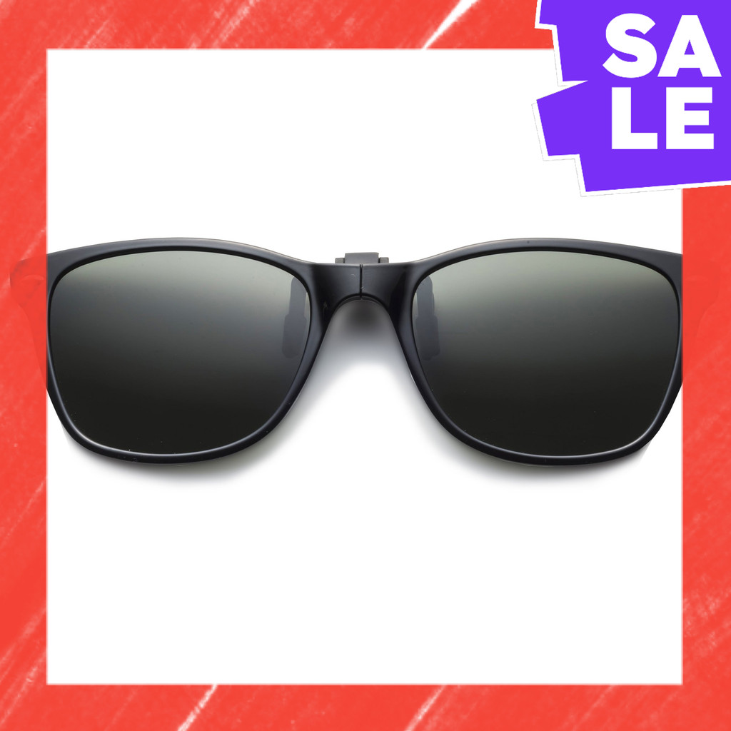 Direct From Japan HUG OZAWA GR-010C Black Shiny green glass Instant Sunglasses Foldable Clip-on Sung