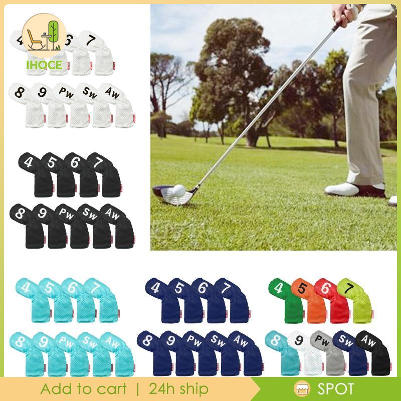 [Ihoce] 9 ชิ้น Golf Iron Headcover Golf Club Head Cover Protection Golf