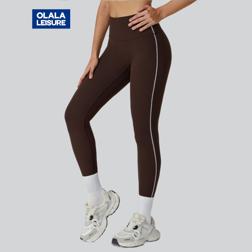 กางเกงโยคะ OLALA สีตัดกัน เอวสูง สำหรับพิลาทิสและฟิตเนส