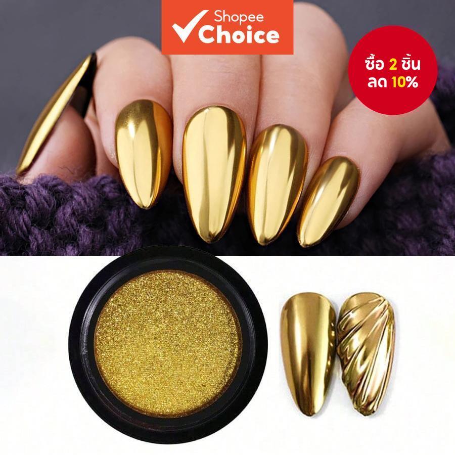 1 PC Chrome เล็บผงกระจก Glitter Effect Highly Pigmented ฝุ่น Metallic เล็บผง Chrome ฟองน้ํา Applicators