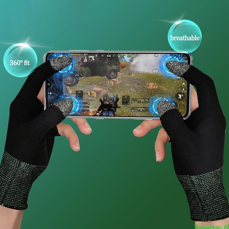 1 Pair Two-finger Gaming Finger Sleeve Mobile Game Glove for Touch Screen Finger