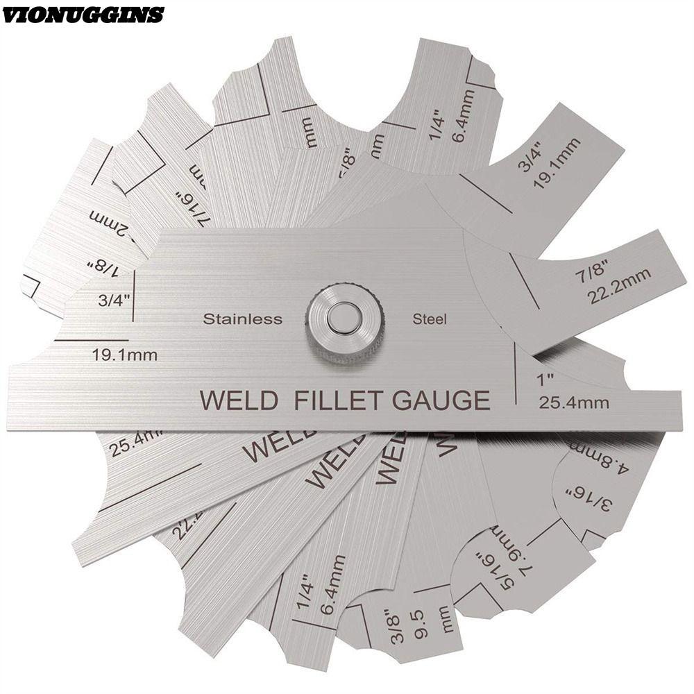 VIONUGGINS 7PCS เชื่อม Fillet Gages ชุด, MG-11 โลหะเชื่อม, Ulnar เชื่อมวัด MM & นิ้ว 1/8-1-1 เชื่อมต