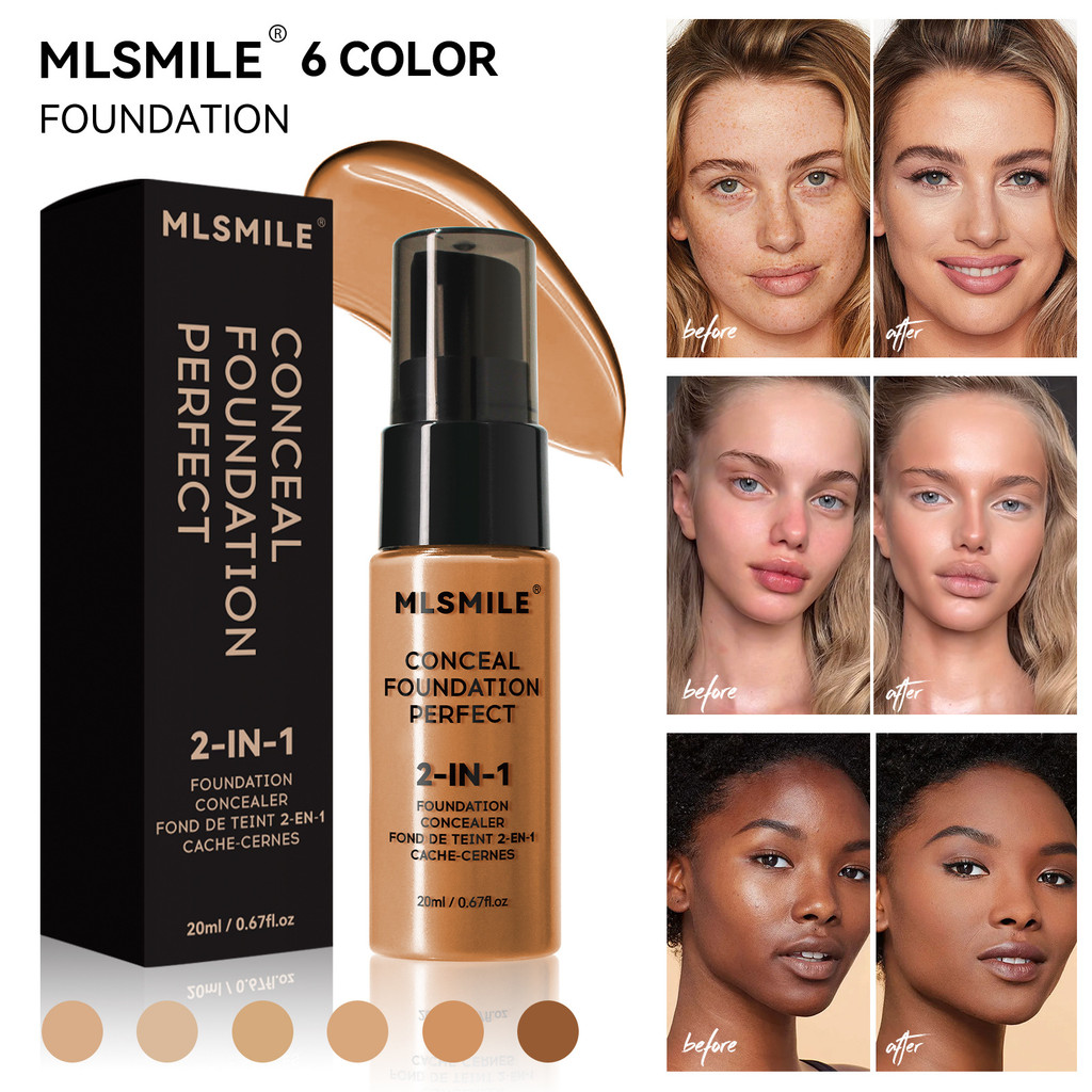 MLSMILE รองพื้นติดทนนาน กันน้ํา กันเหงื่อ ควบคุมความมัน ปกปิดรองพื้น