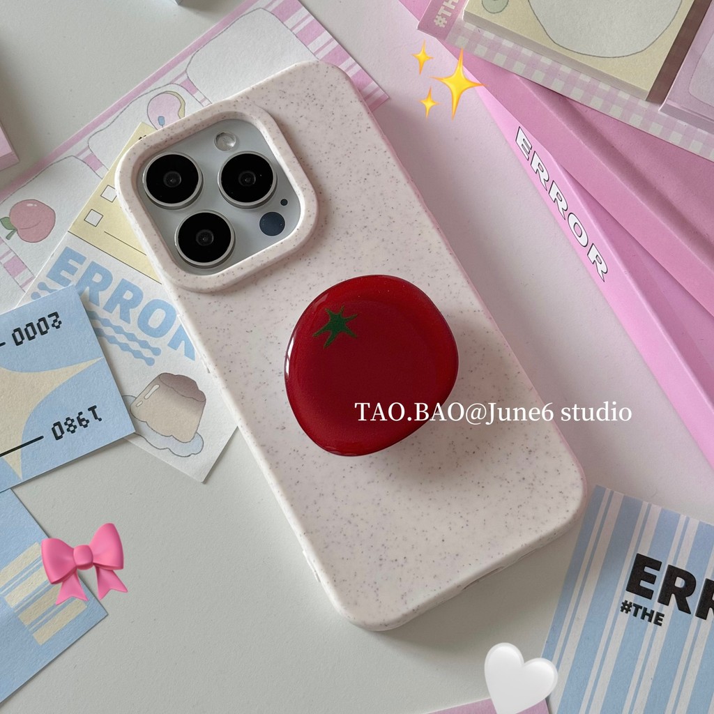 June6 studio เกาหลี ins Niche Design Tomato Stand Degradable เคสโทรศัพท์เหมาะสําหรับ iphone16 Apple 
