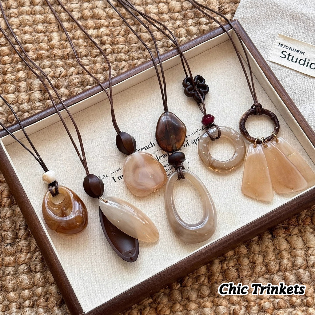 CAHAYA [Chic Trinkets]สร้อยคอยาวแสง Mirade Curry Halo หรูหราและเรียบ Y1669