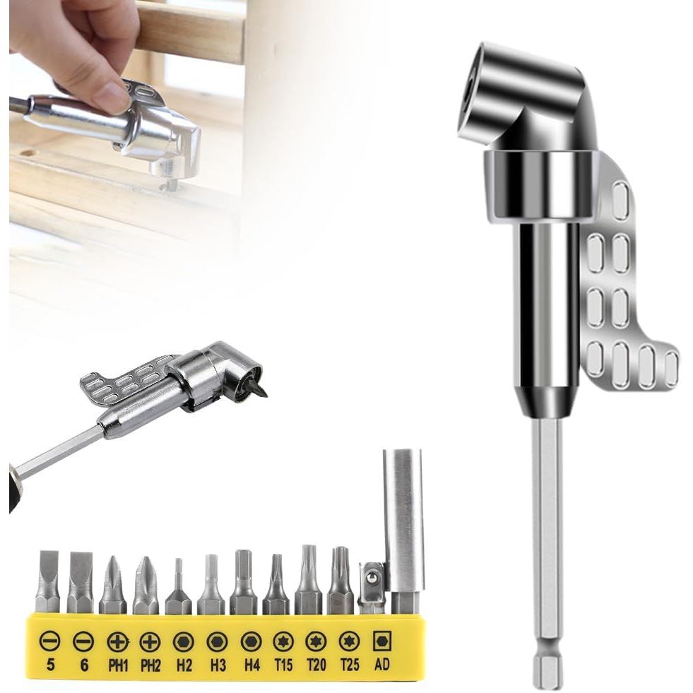 อะแดปเตอร์สว่านมุมฉาก 105 องศา Right Angle Drill Adapter 1/4 Inch สำหรับไขควง สว่าน งานช่างพื้นที่แคบ