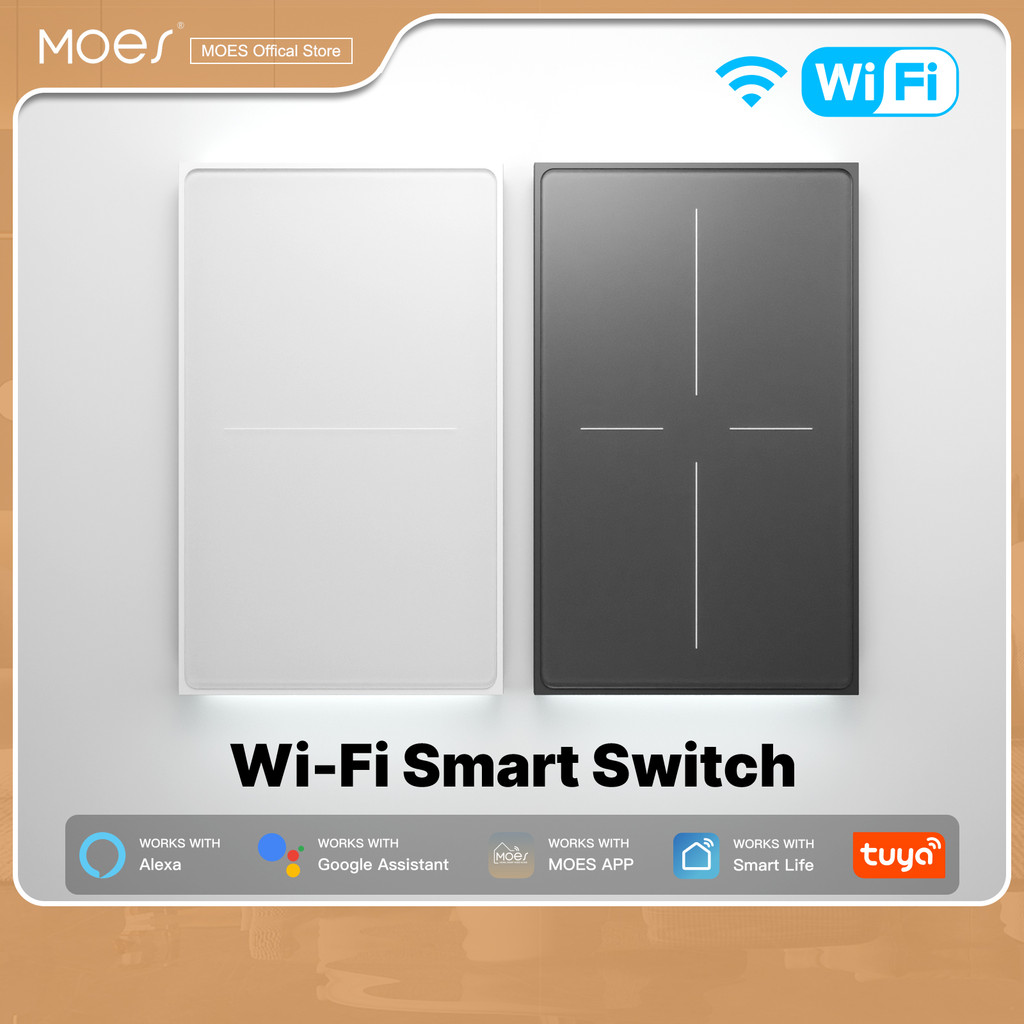 MOES Tuya WiFi US Star Feather สวิทช์สมาร์ท Air Touch AG Glass Backlight Light/Scene 2in1 พร้อม Neutral สนับสนุน Alexa Google Home