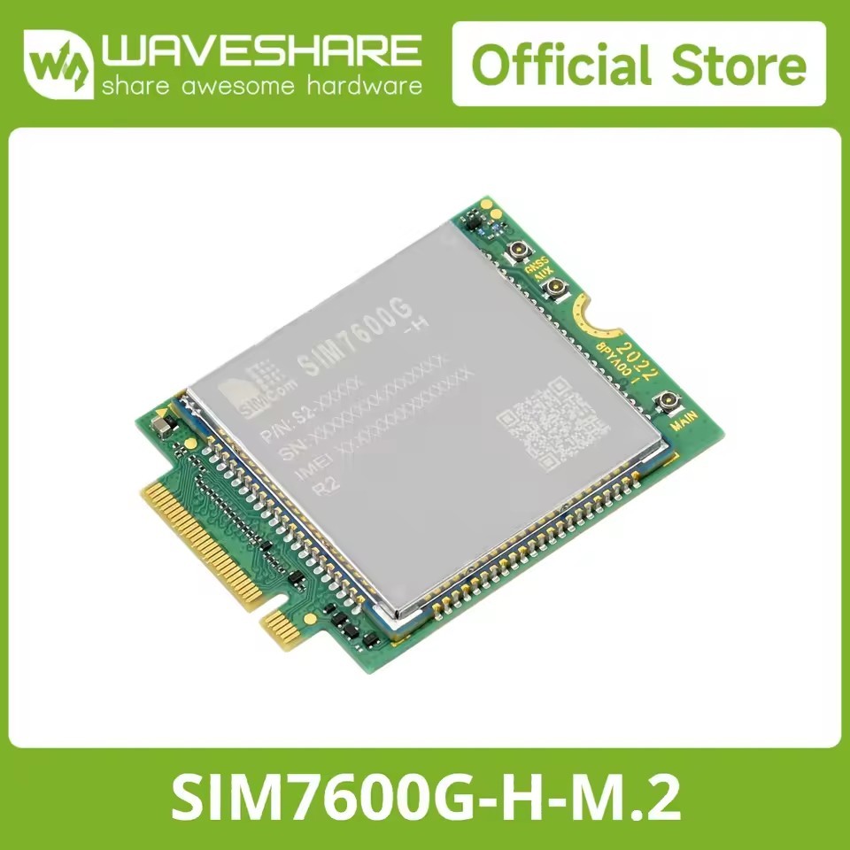 Waveshare SIM7600G-HM.2 SIMCom 4G LTE Cat-4 Module, Global Coverage,พร้อมรองรับ GNSS,ขั้วต่อ M.2 B K
