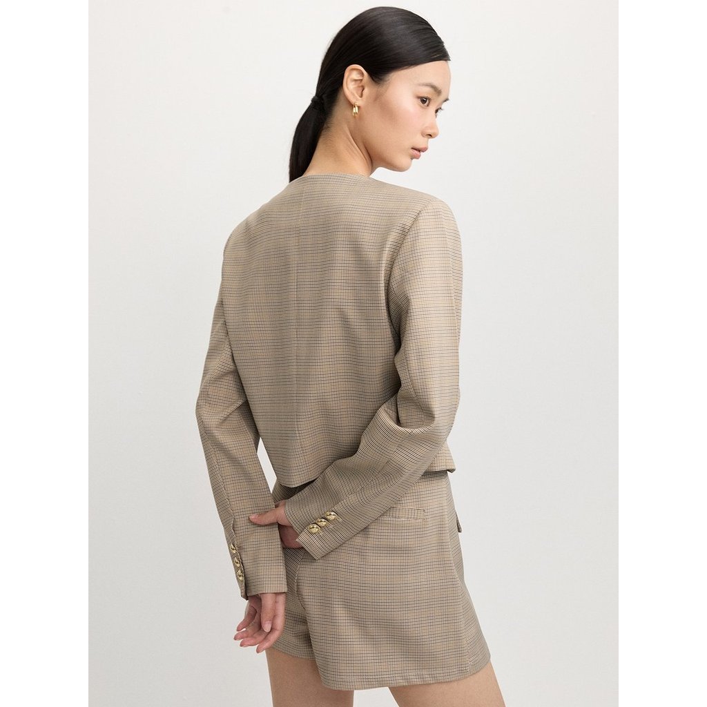 [Pomelo] เสื้อแจ็คเก็ตลายตาราง / Checkered Jacket - รูปที่ 5