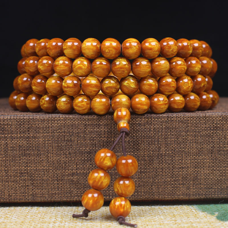 สร้อยข้อมือลูกปัดฟอยล์สีทองและคอรัลดำแบบ.Multi-Circle.ขนาด8มม.