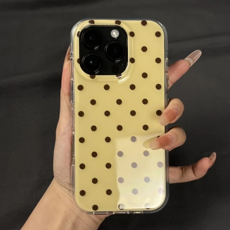 แฟชั่นรูปแบบจุดสีน้ําตาลเคสโทรศัพท์สําหรับiPhone 17 Pro Max 16 18 15 14 13 12 11 Pro 16e 17Air X XR XS Max 7 8 Plus Soft Cover