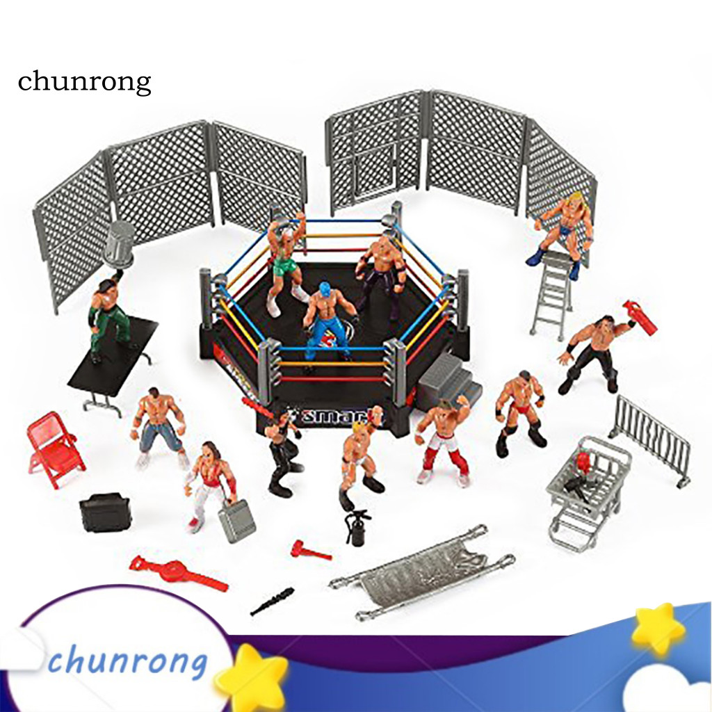 Cr 1 ชุด Wrestling Playset ที่สมจริง DIY Mini Wrestling Action Figure Play ชุดสําหรับเด็ก