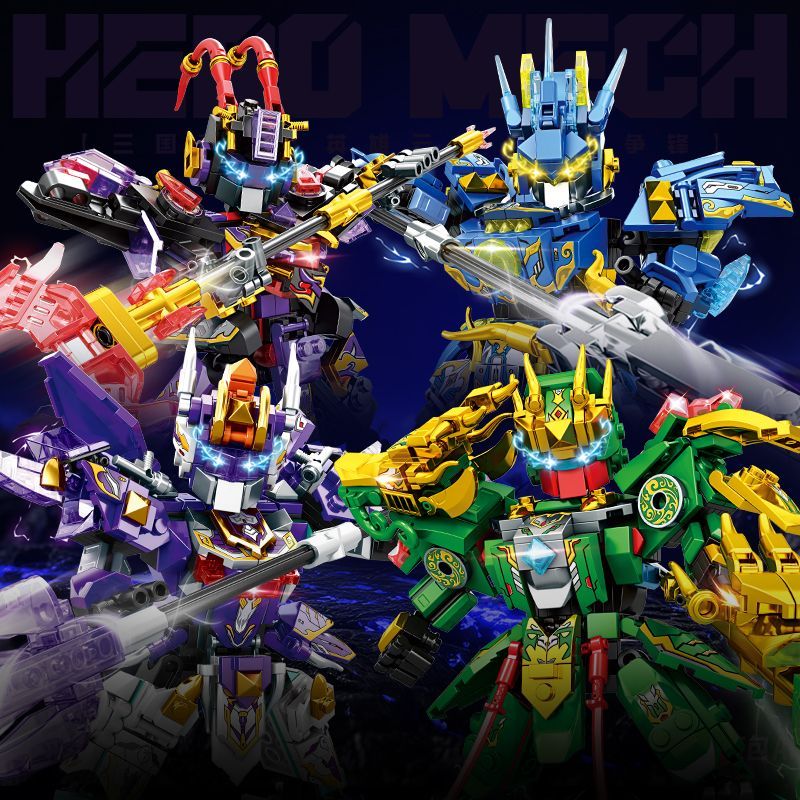 เข้ากันได้กับเลโก้บล็อกตัวต่อประกอบของเล่นการศึกษาเด็กของขวัญเด็กชายสามก๊ก Mecha Guan Yu Zhao Yun