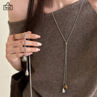 COD❤️สร้อยคอจี้รูปหยดน้ําหินตาเสือสไตล์เกาหลีแฟชั่นโซ่ไหปลาร…