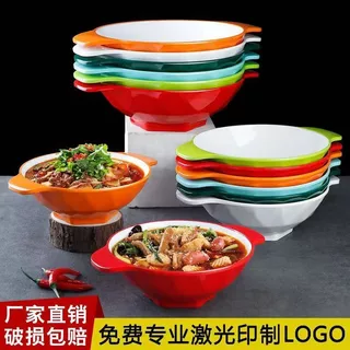 ชามหูคู่ ชามขนาดใหญ่ Triclamine Ramen Bowl ชามสีโลโก้เชิงพาณิชย์พิมพ์