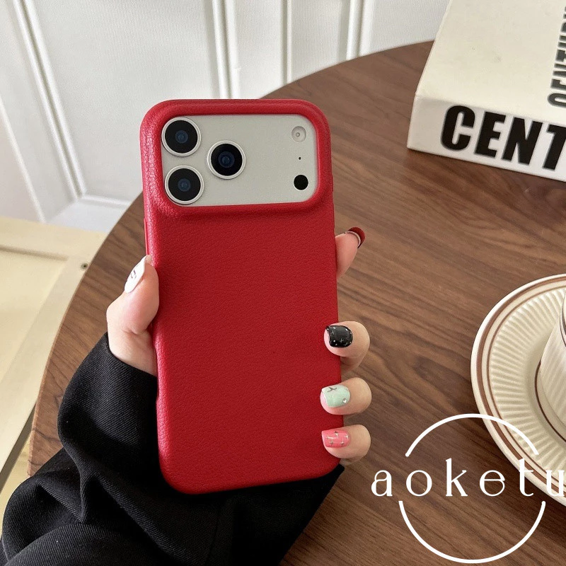 เหมาะสําหรับเคสโทรศัพท์ Apple 17 Promax iPhone 16 สีทึบเรียบง่าย 15 Pro ลายลิ้นจี่ 14 ความรู้สึกระดับพรีเมียม 13 รวมทุกอย่างป้องกันการตก pormax เคสนิ่ม TPU บางเฉียบ