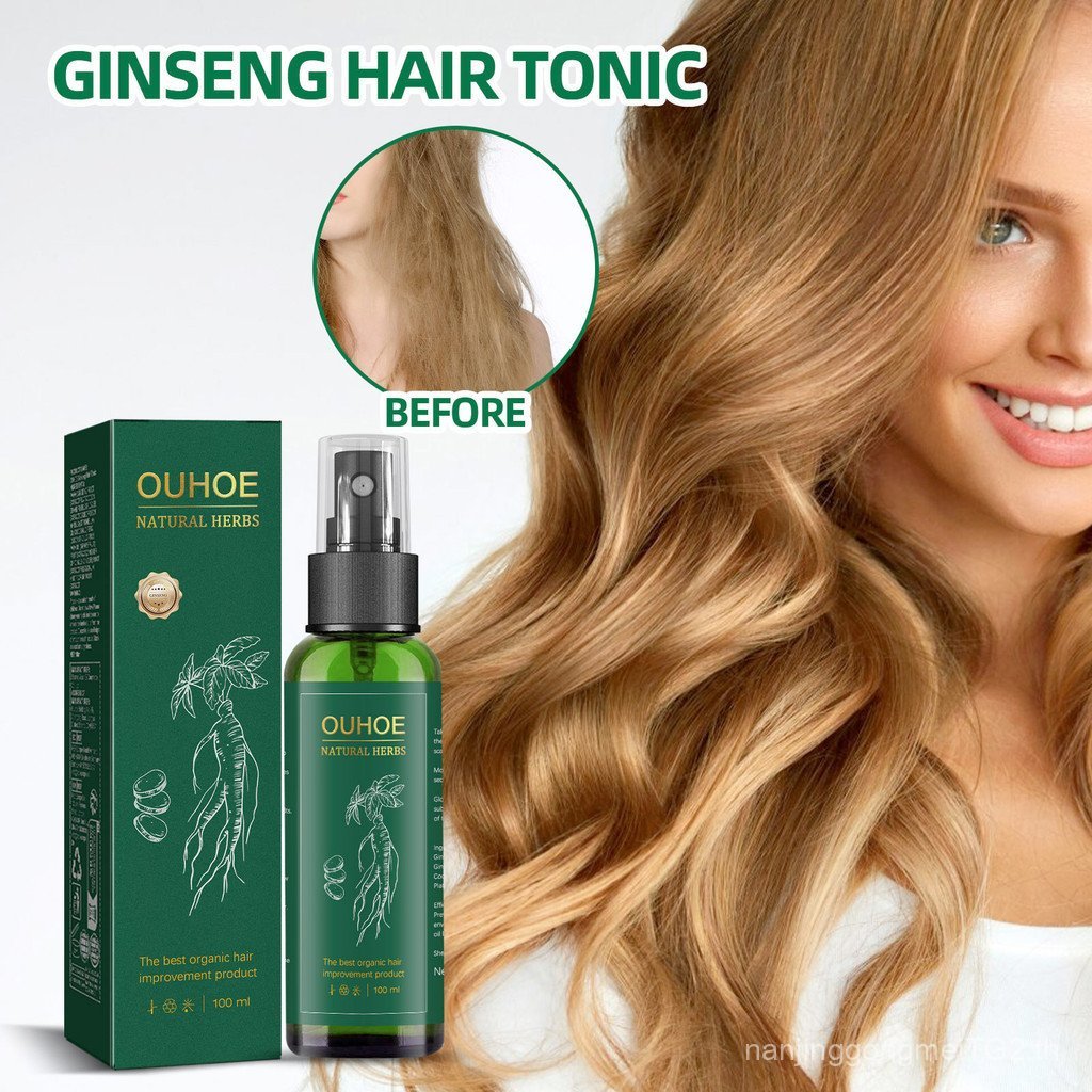 OUHOE Ginseng Hair Care Lotion Ginseng Essence Moisturizing Soft Hair Care ผ้าฝ้ายสนมปยเต่าดีลศนม