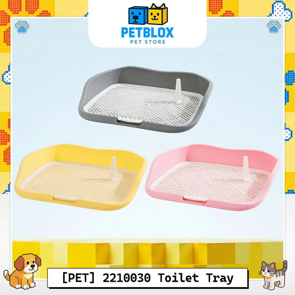 PETBLOX [2210030] Tandas Anjing ห้องน้ําสุนัขแบนไม่เต็มเต็งพร้อมรั้วขนาดกลาง Anti Dirty Paws Splash 
